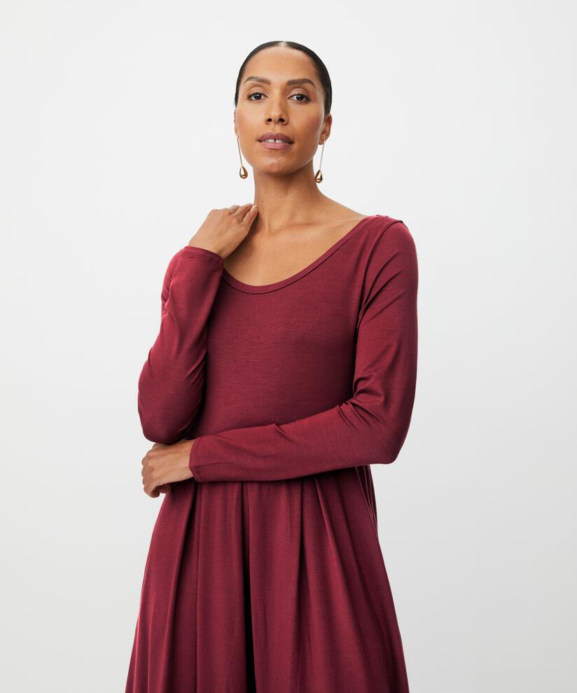 robe en jersey à manches longues et col rond, Tawny Port