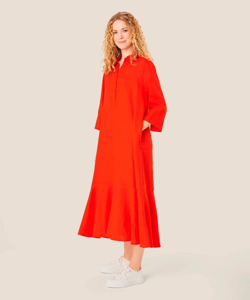 robe en lin avec boutons et poches, Orange com