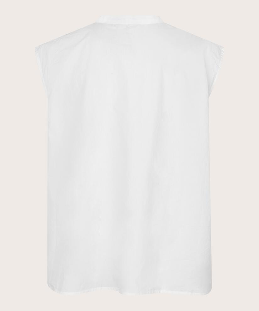 chemise en coton sans manches avec liens, White