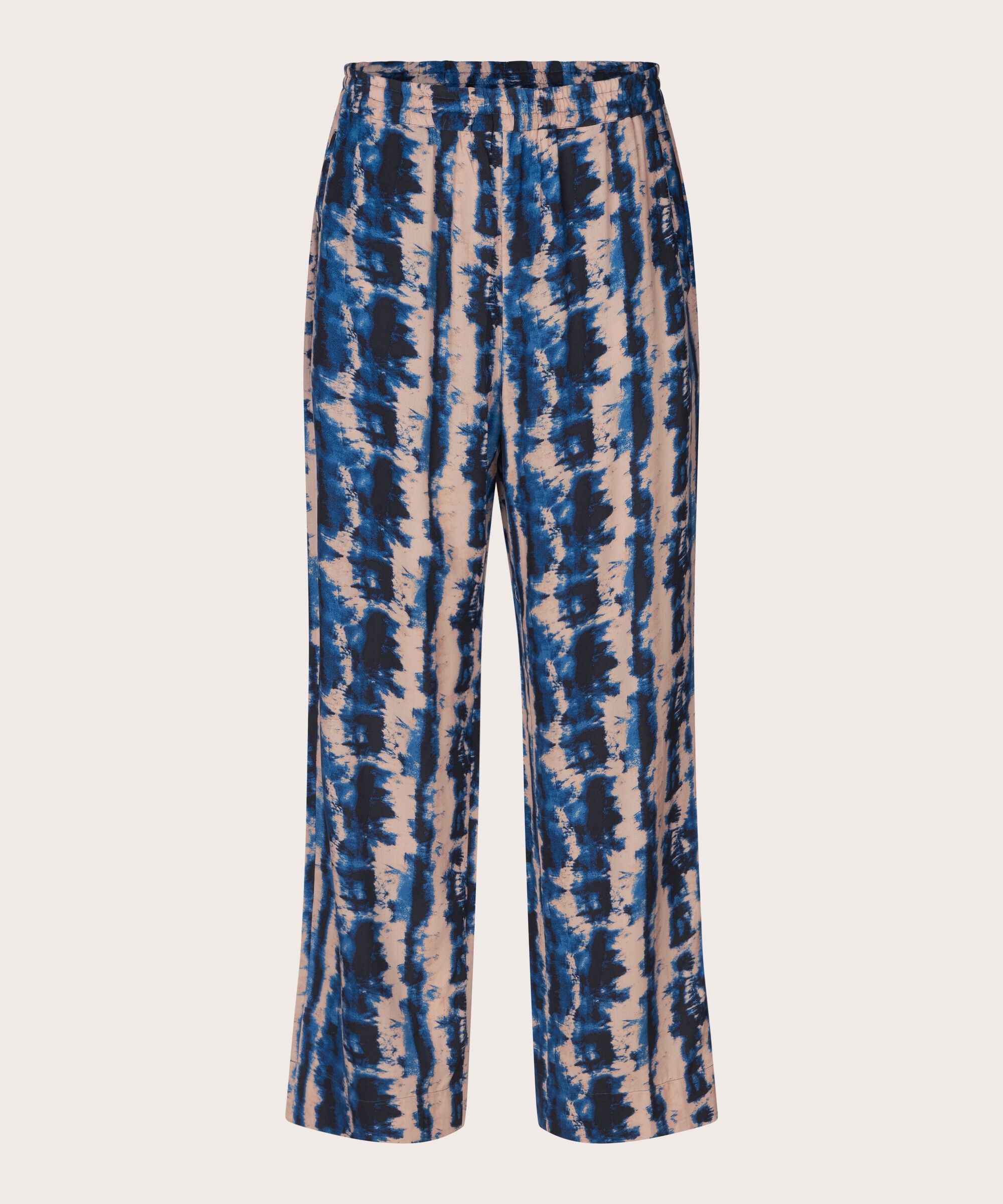 pantalon en viscose imprimé avec taille élastiquée, Navy Peony