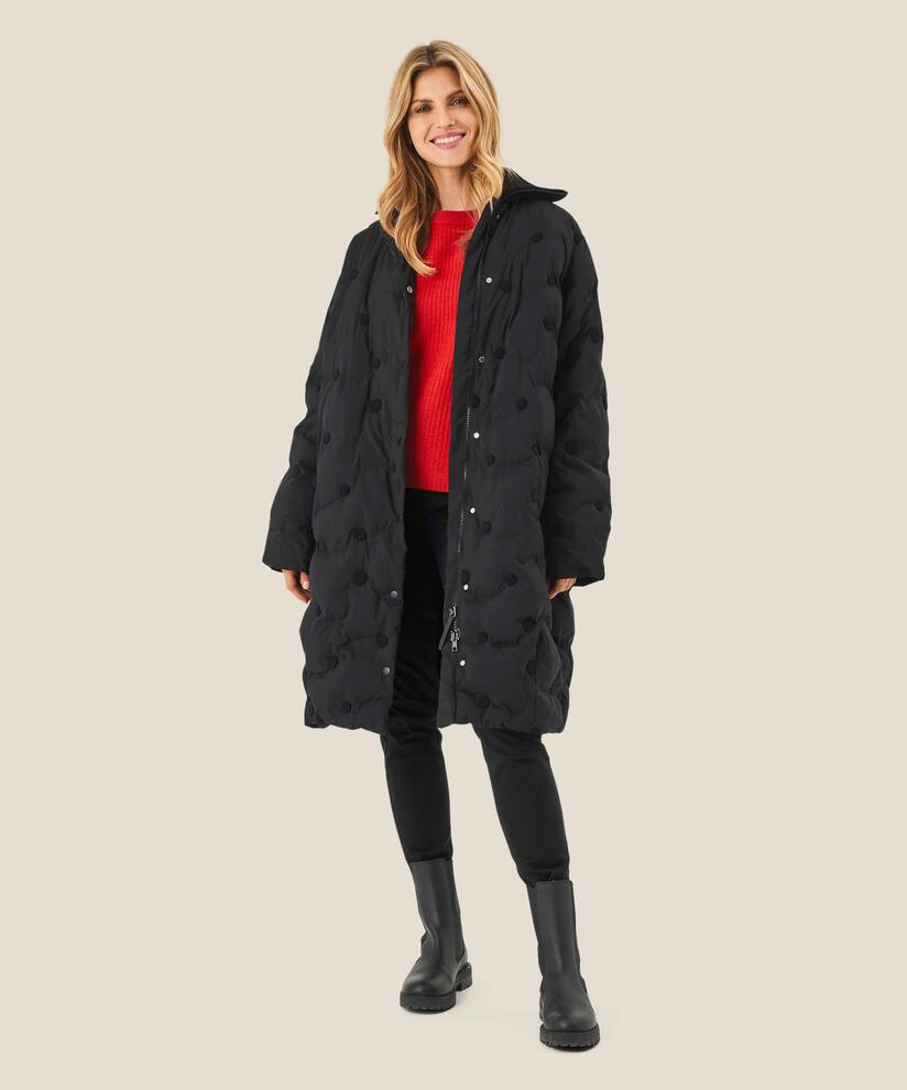 manteau en duvet avec détails côtelés, Black