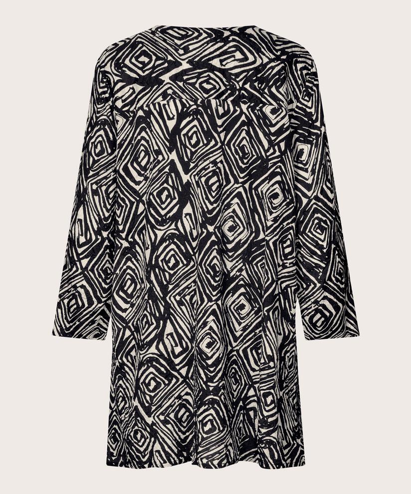 tunique en viscose imprimée à manches trois-quarts, Black