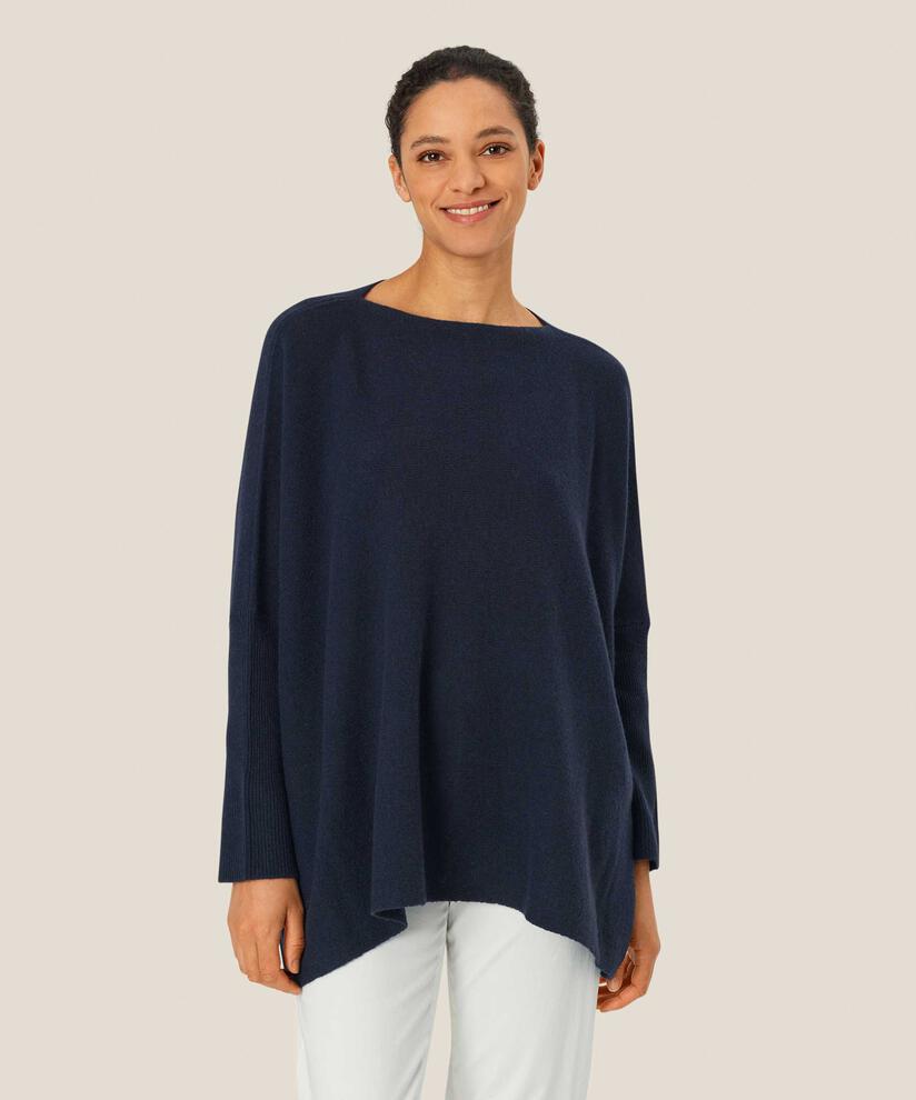 pull en laine oversize à col rond, Mood Indigo