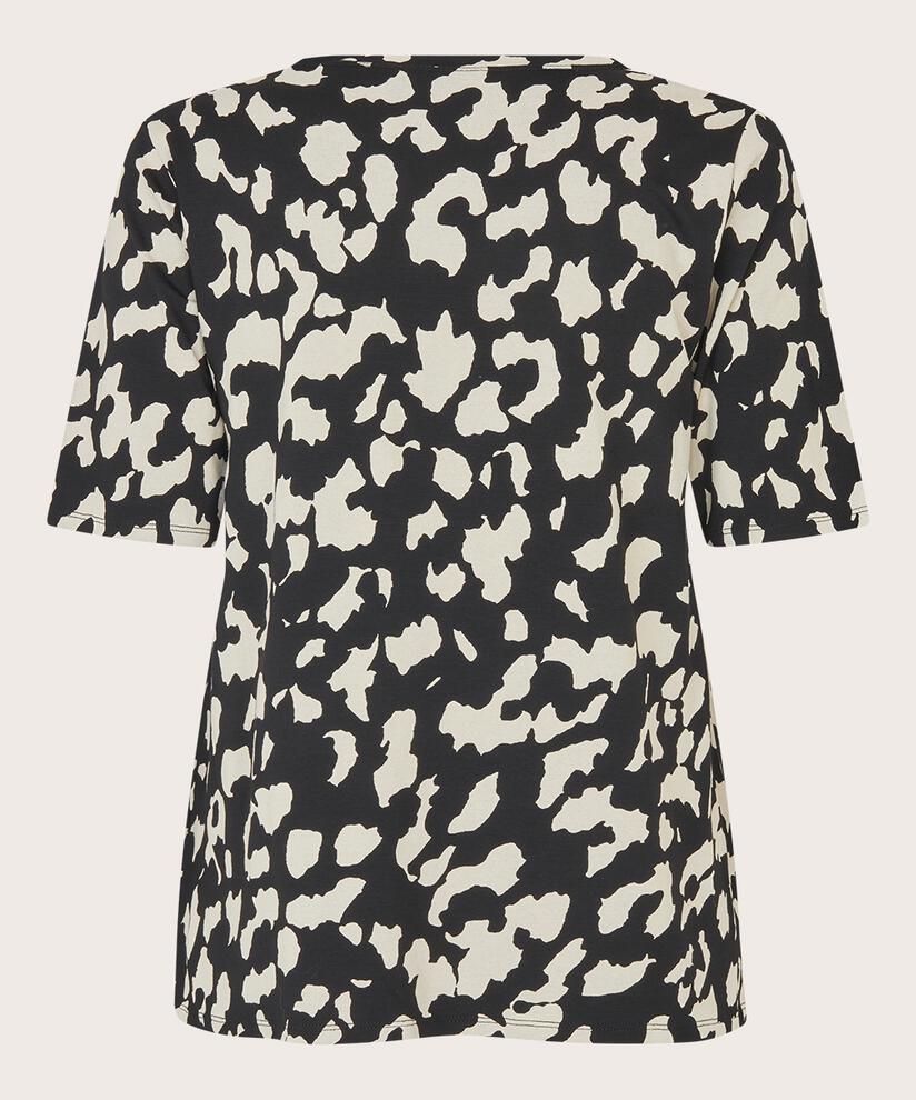 T-shirt Imprimé À Col Rond, Black