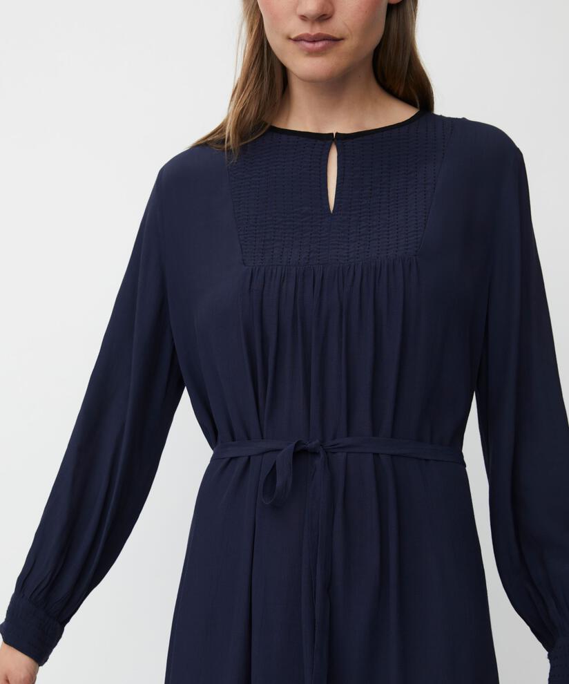 robe en viscose avec drapé et coutures décoratives, Navy Blazer