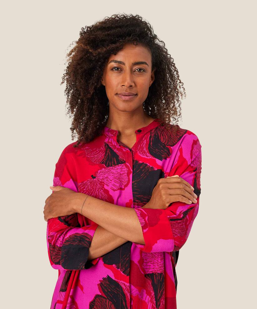 Robe Chemise À Motif En Viscose, Haute Red