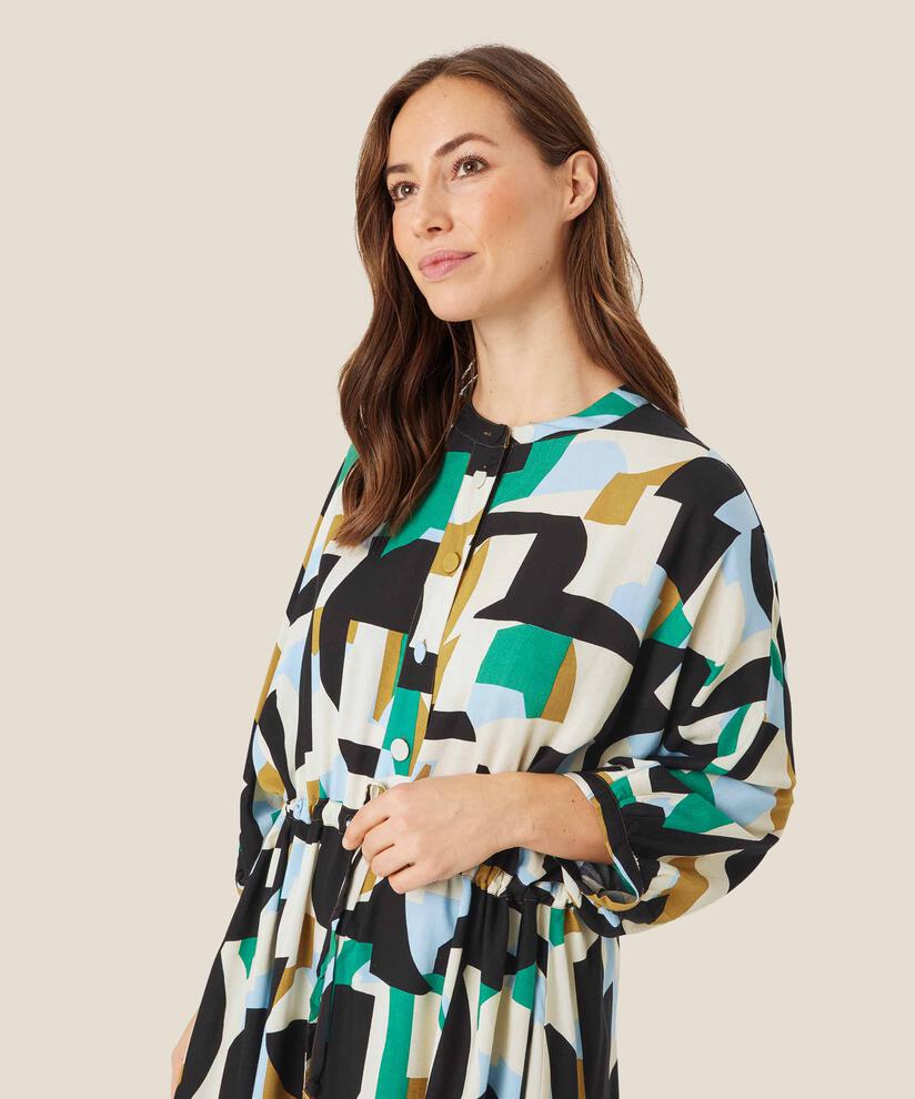 robe en viscose à motifs avec boutons et liens, Greenlake