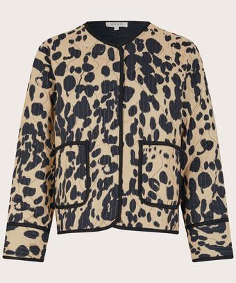 veste matelassée à imprimé léopard, Oxford Tan