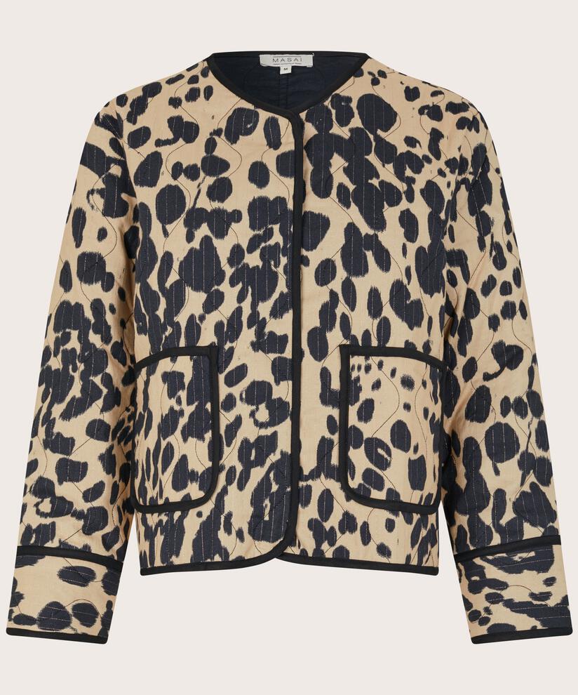 veste matelassée à imprimé léopard, Oxford Tan