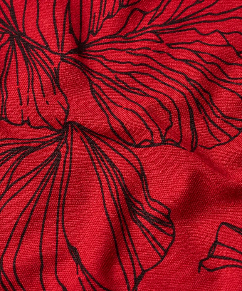 top en jersey imprimé à col rond, Haute Red