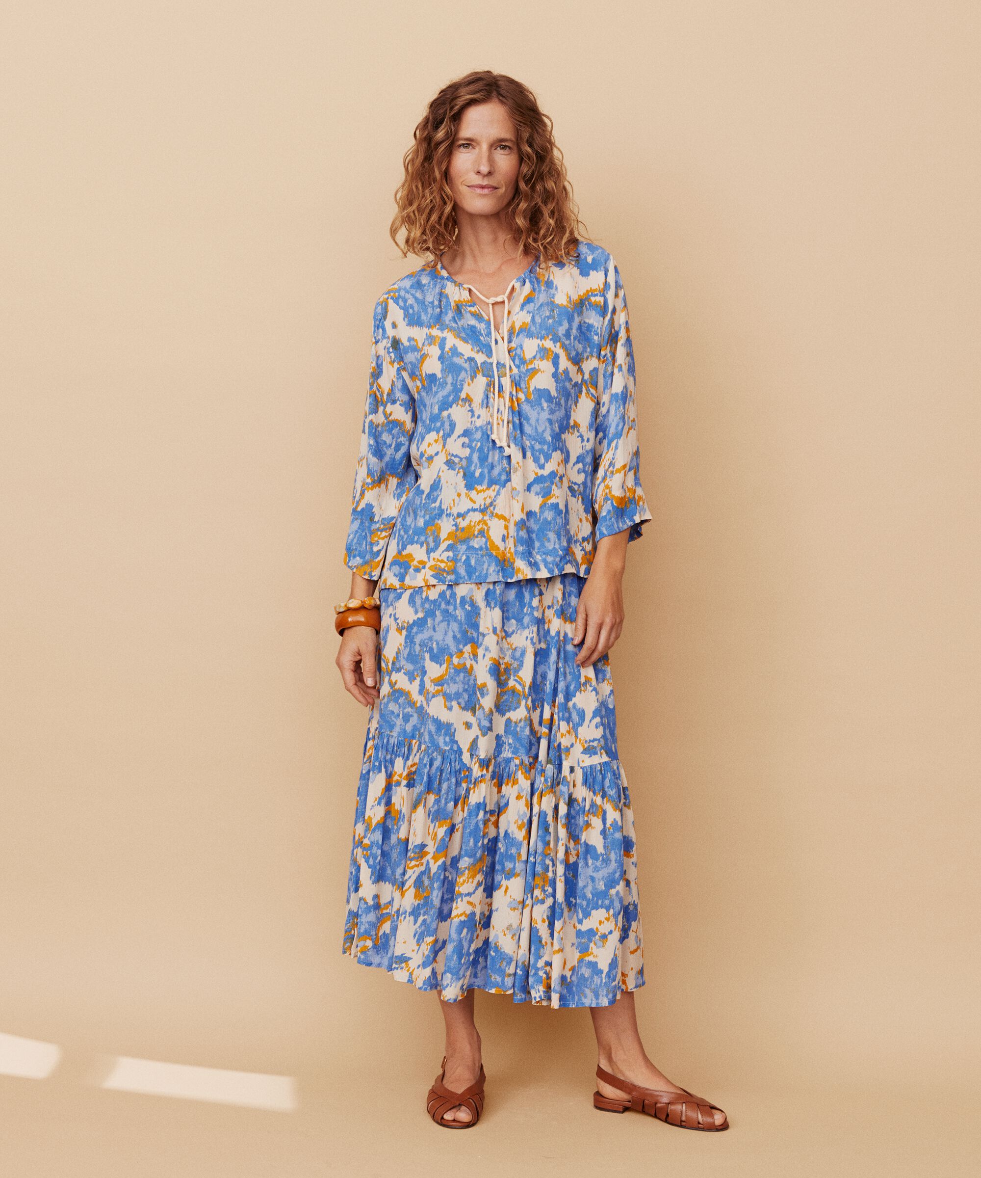 jupe en viscose à motifs avec taille élastique, Nebulas Blue
