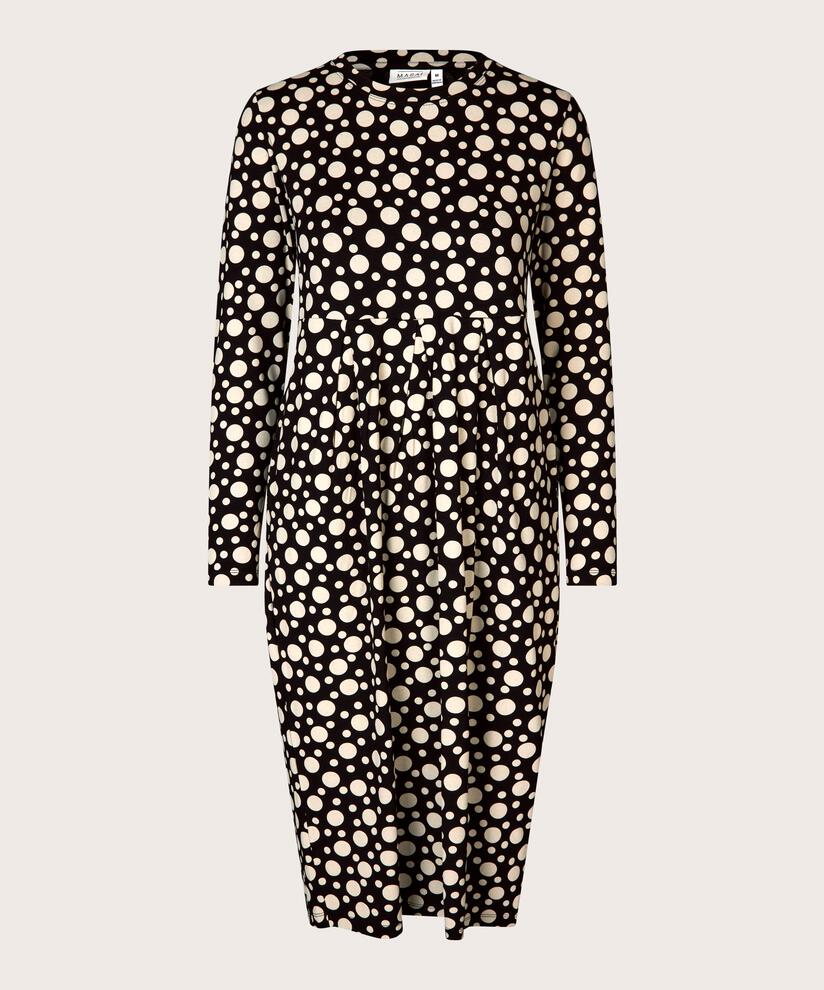 robe tulipe à motifs avec manches longues, Black