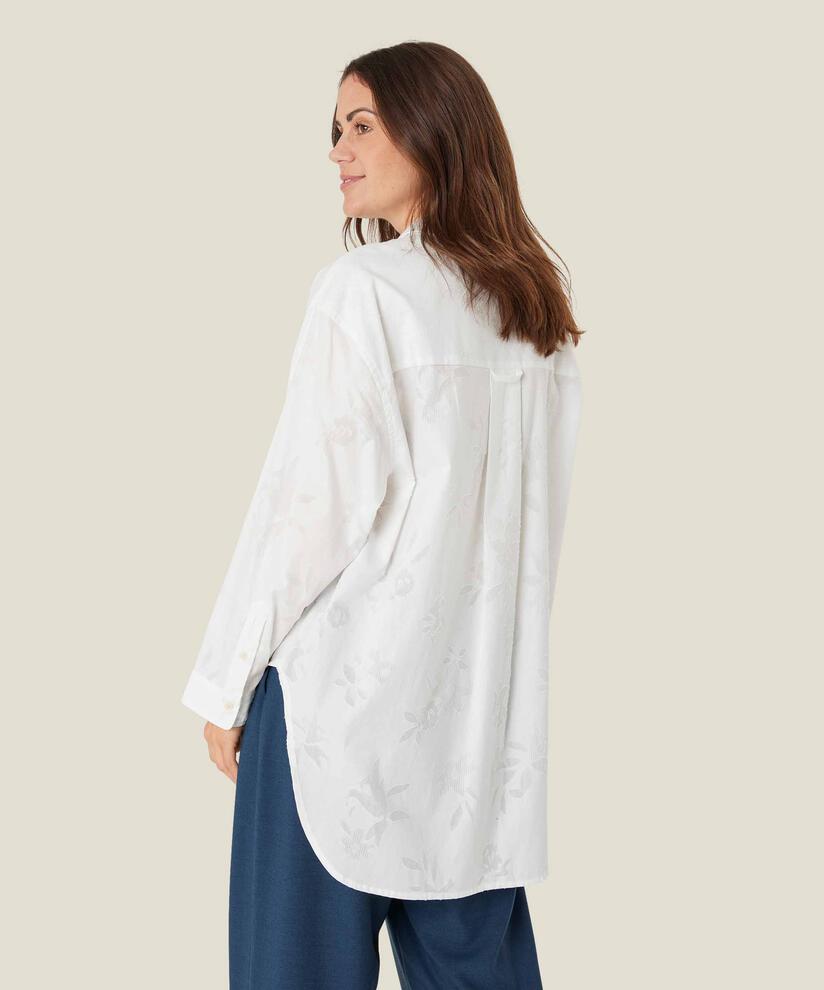 chemise en coton à imprimé floral tissé, White