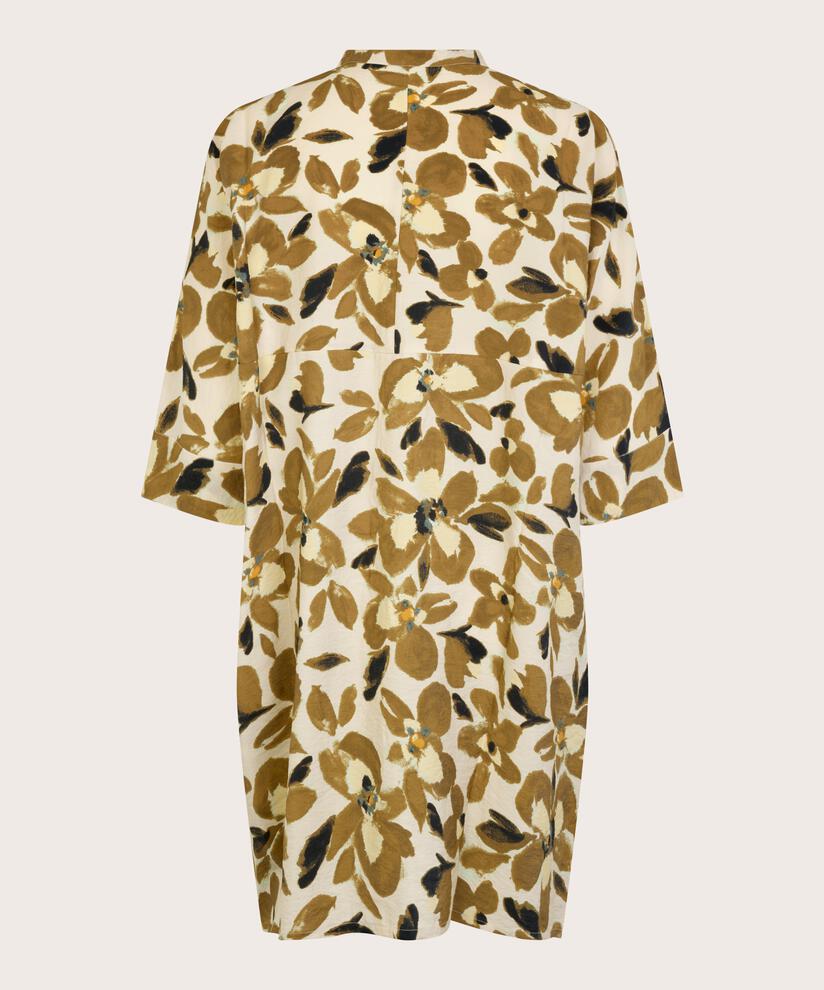 robe chemise en viscose à fleurs, Dull Gold