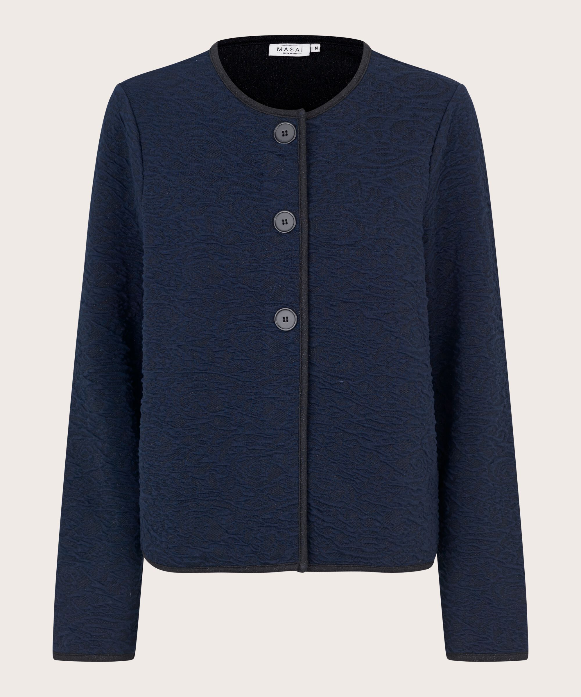 veste avec motif tissé et bordure noire, Navy