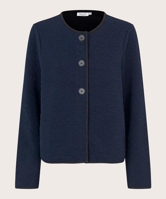 veste avec motif tissé et bordure noire, Navy