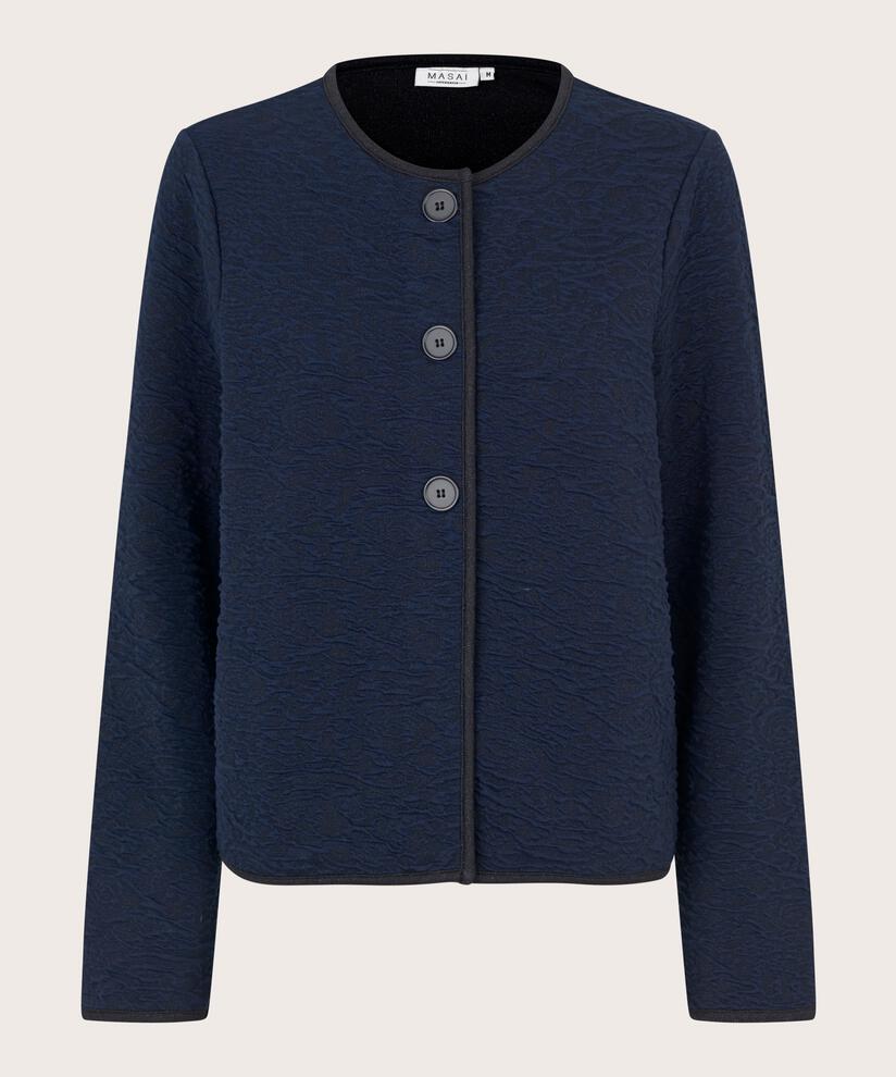 veste avec motif tissé et bordure noire, Navy