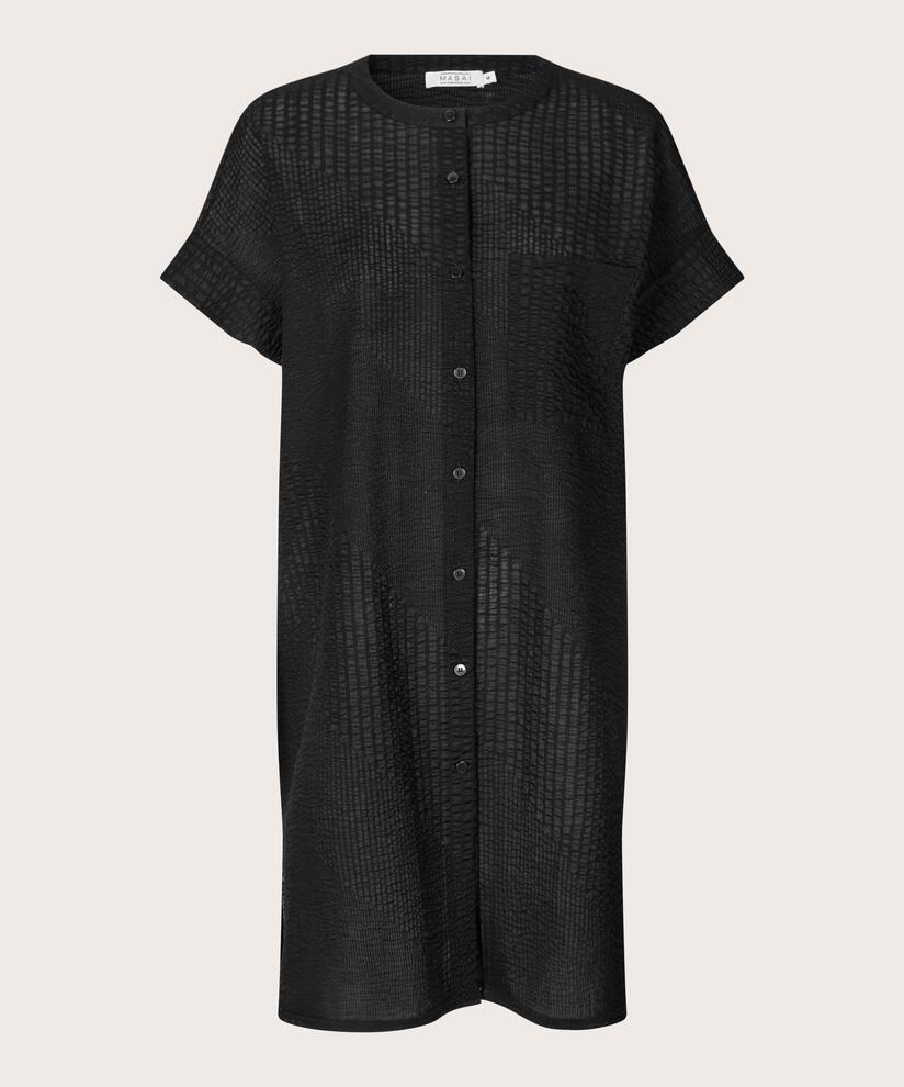 robe chemise en coton léger transparent, Black
