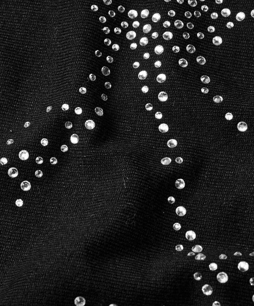 pull en maille douce avec motif strass, Black
