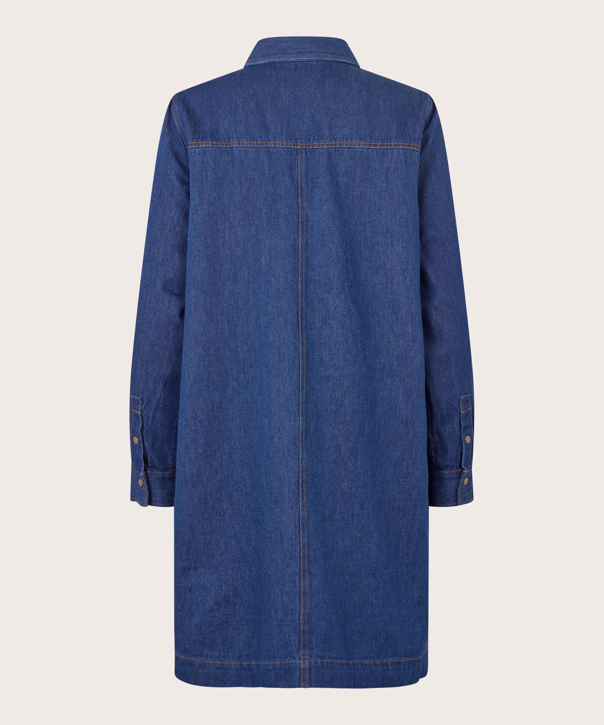 chemise en jean doux avec poches fendues, Dark Denim