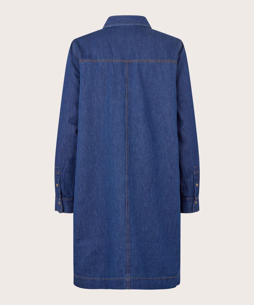 chemise en jean doux avec poches fendues, Dark Denim