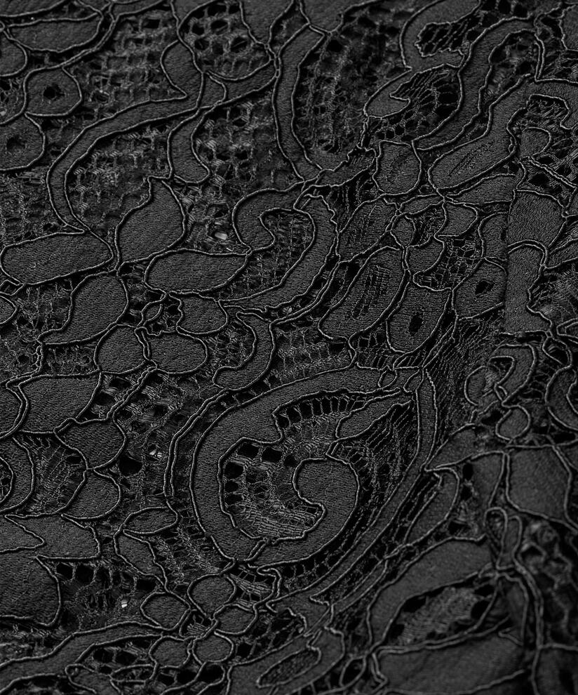 chemisier en dentelle transparente à franges, Black