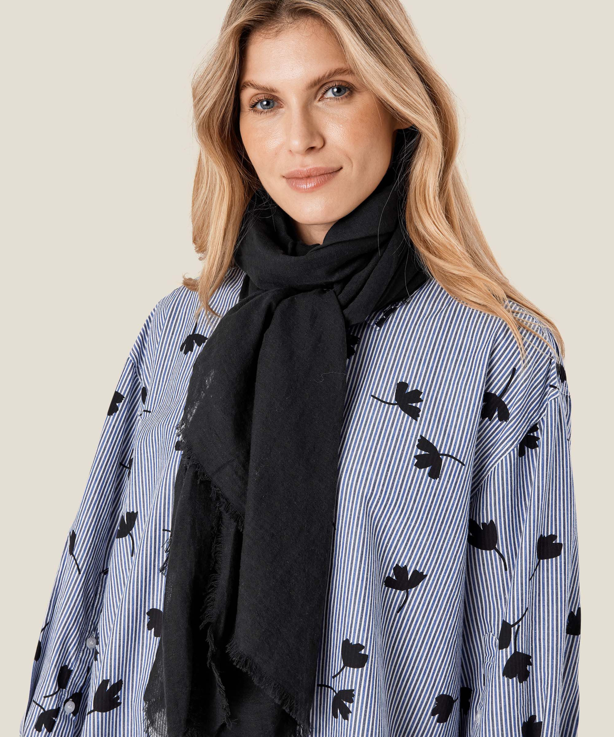 Écharpe En Coton Doux, Black