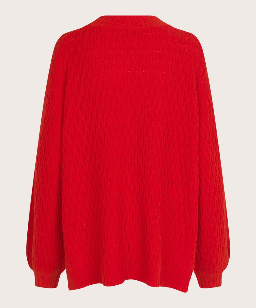 pull en maille torsadée en mélange de laine, Flame Scarlet