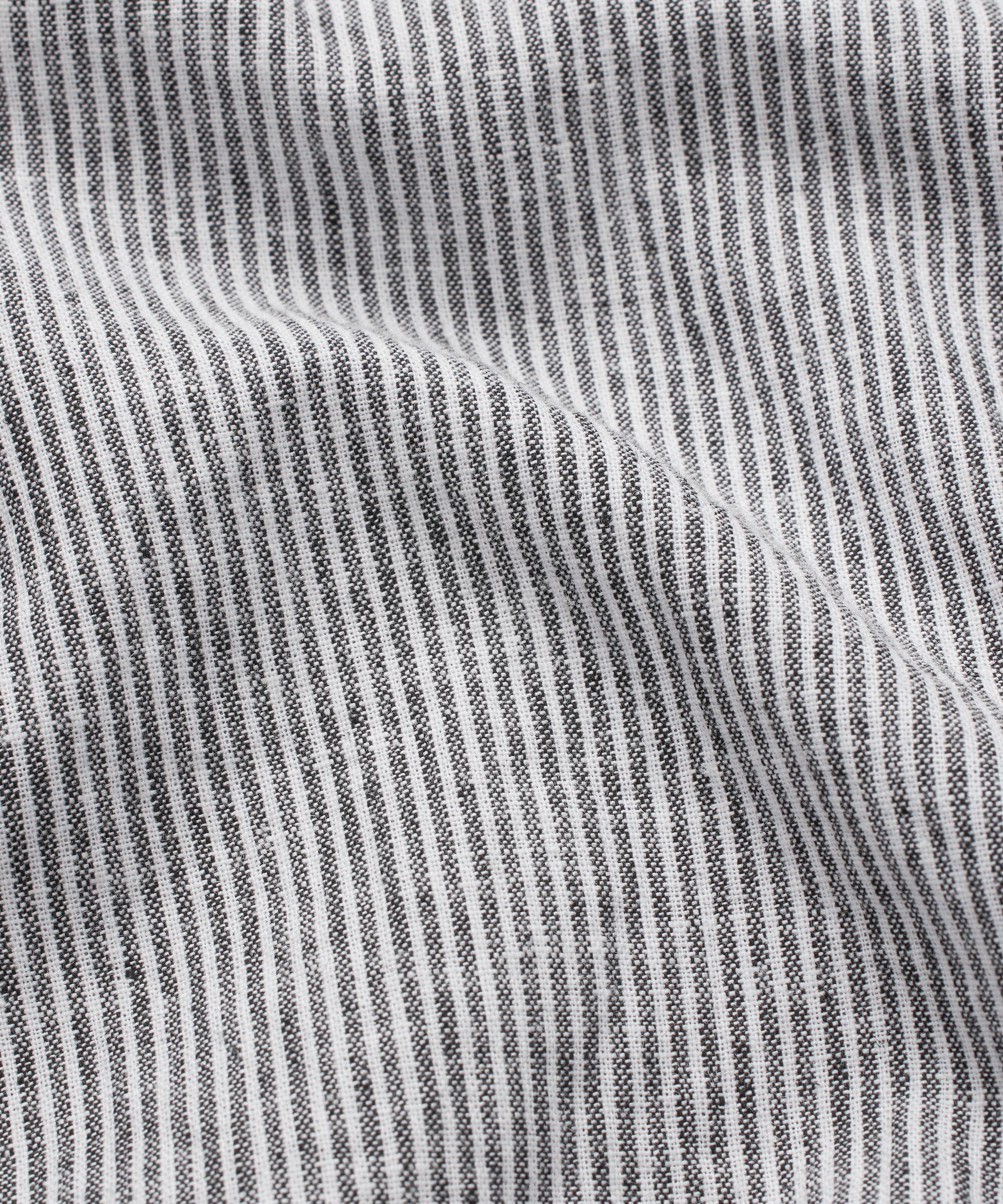 robe rayée en lin mélangé avec lien au cou, Black