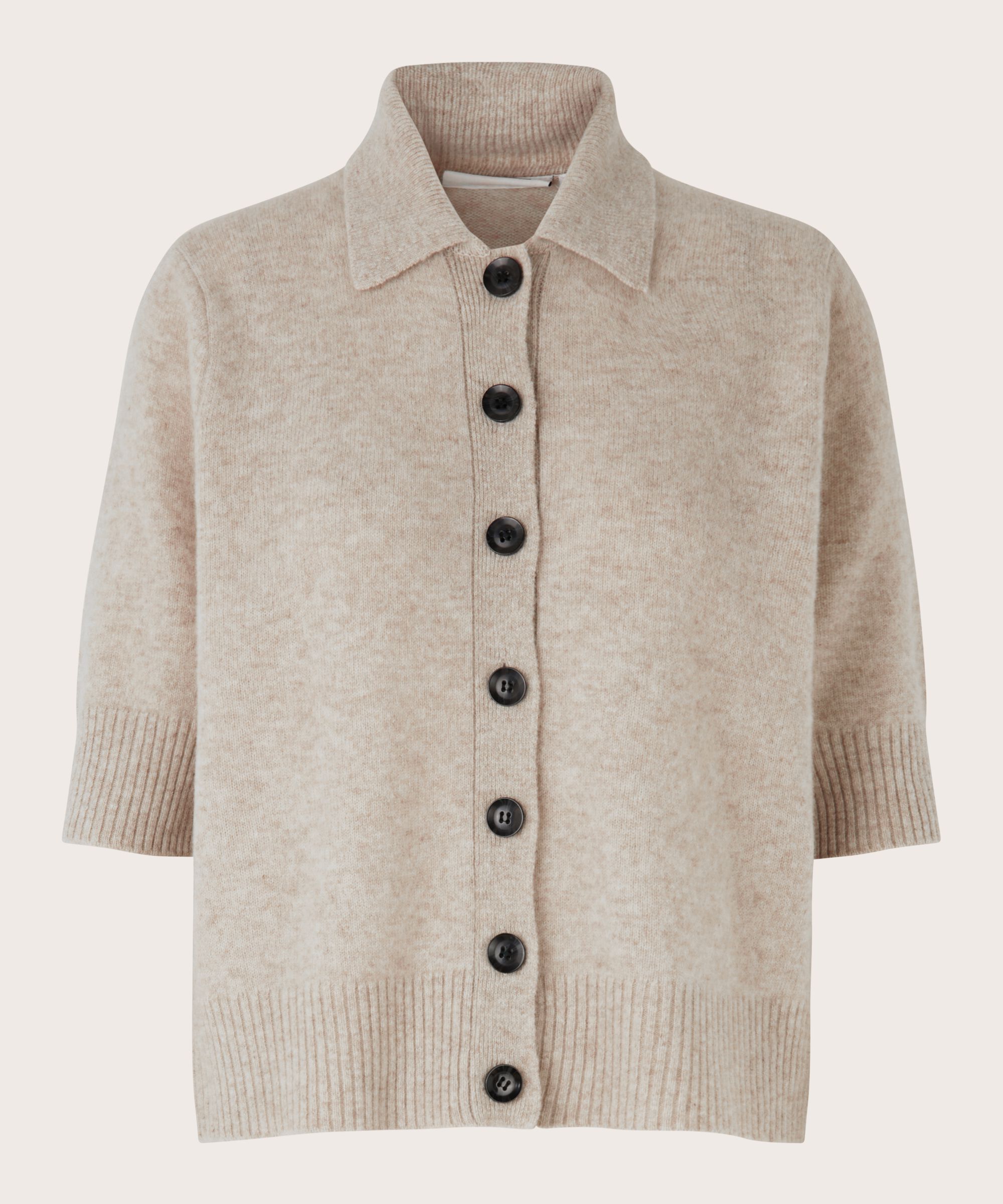cardigan à manches courtes en laine, L beige mel