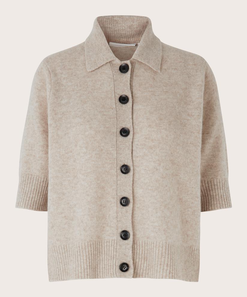 cardigan à manches courtes en laine, L beige mel