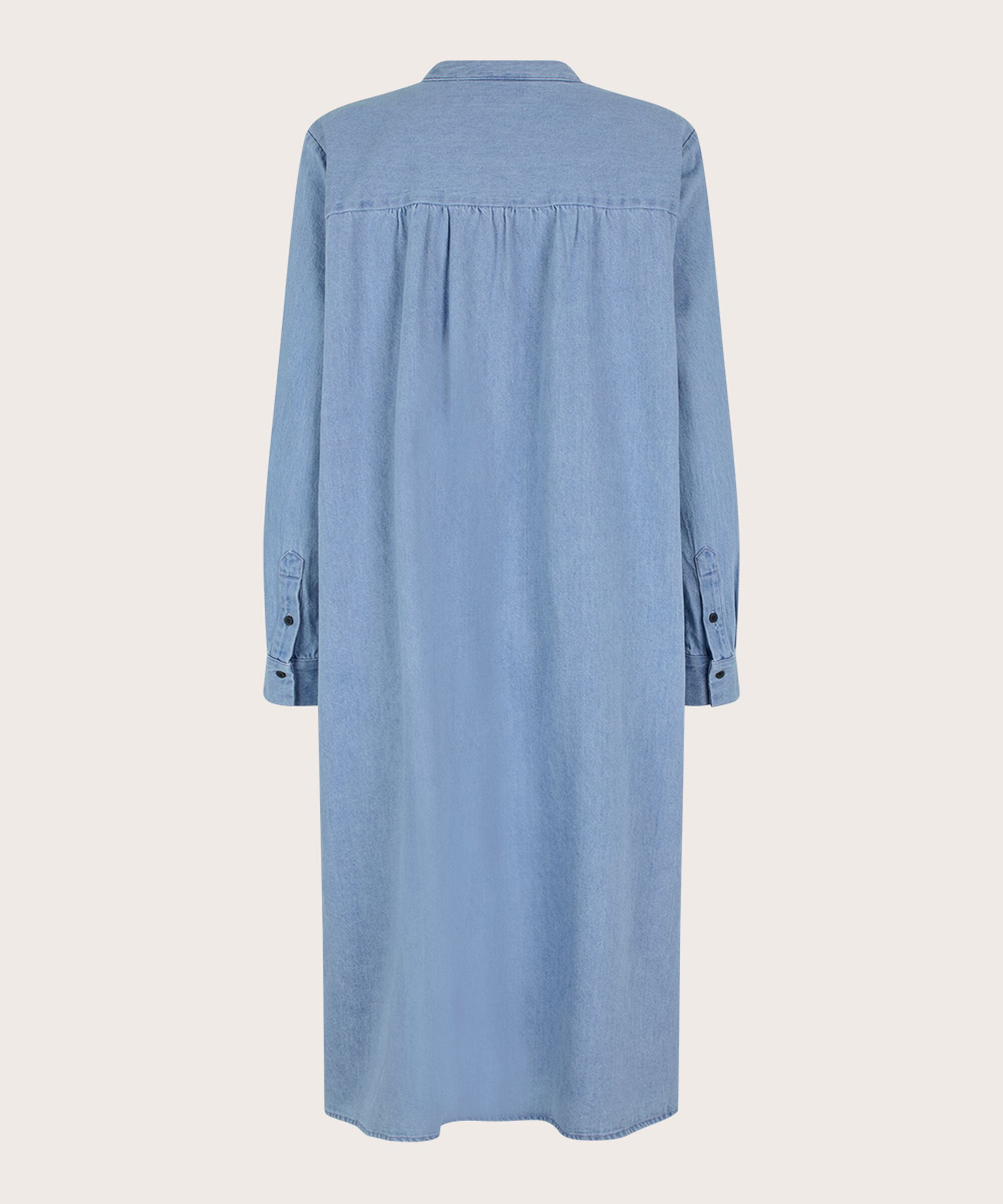 robe en jean boutonnée à manches longues, Light Denim