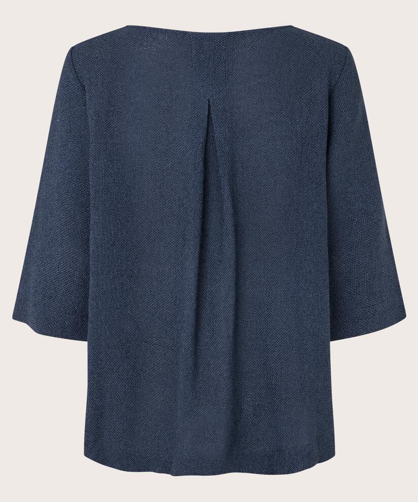 blouse bouclée à manches 3/4, Mood Indigo