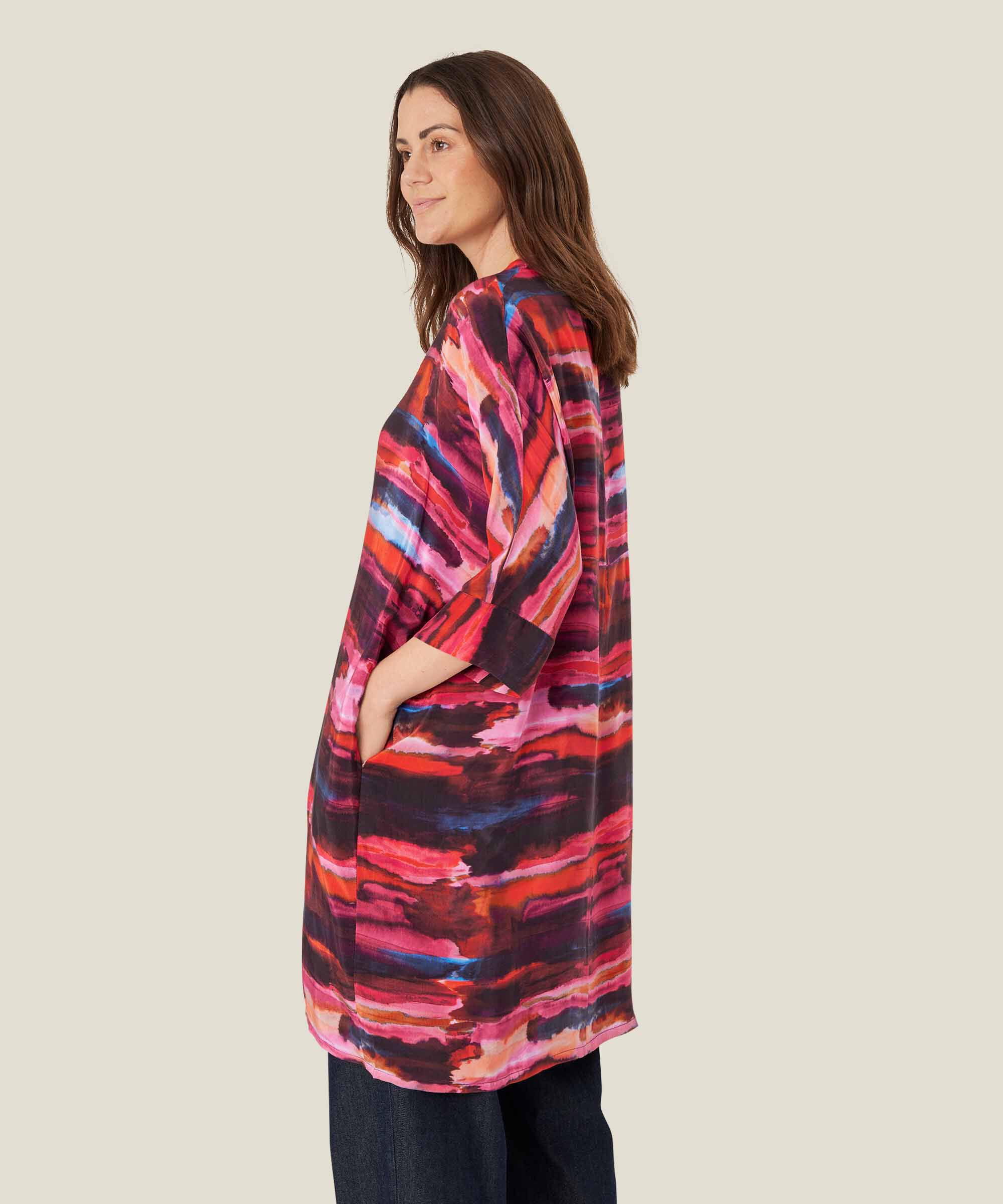 robe chemise à motif en viscose, Sun Tomato