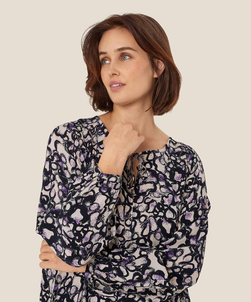 robe imprimée avec poches fendues et liens, Meadow Violet