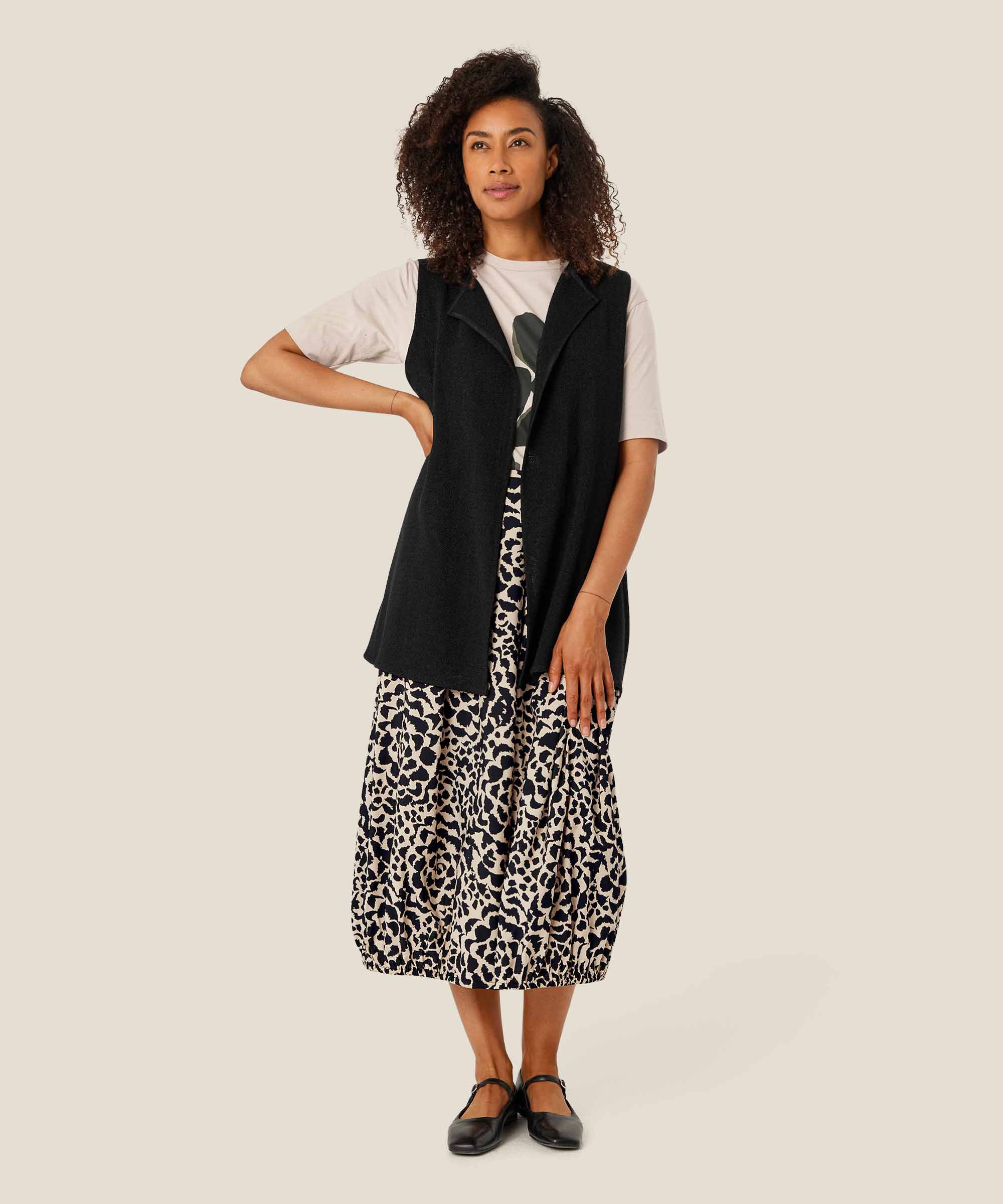 Gilet Long Ouvert En Boucle, Black