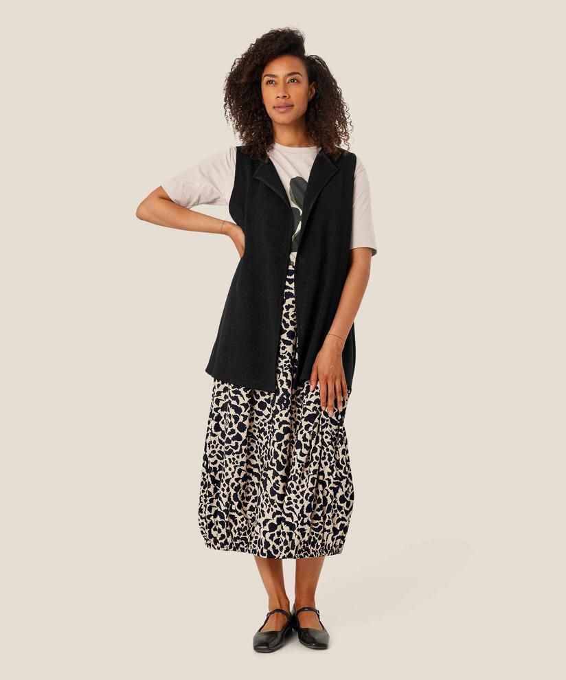 Gilet Long Ouvert En Boucle, Black