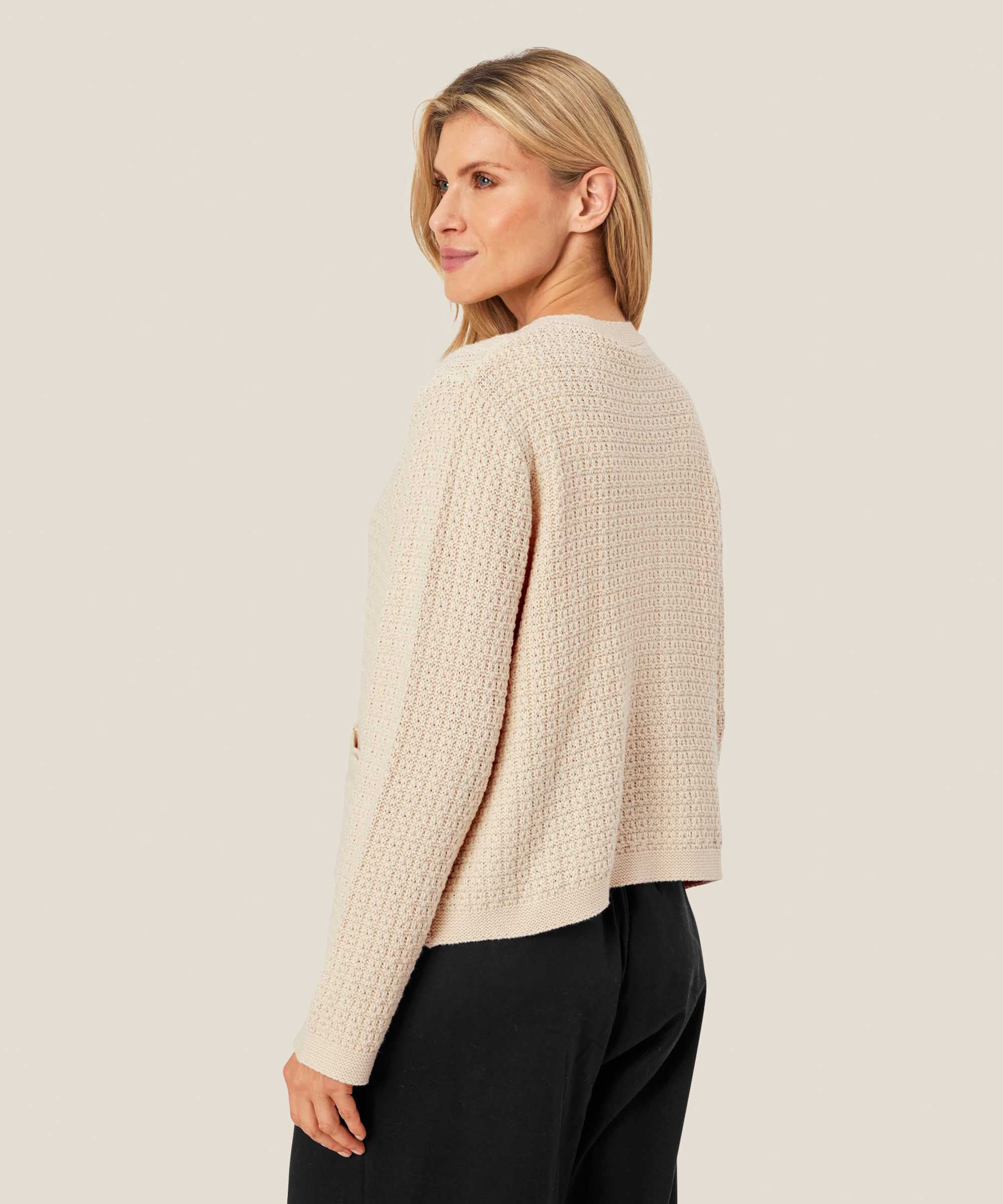 cardigan avec motif tricoté et boutons recouverts, Whitecap