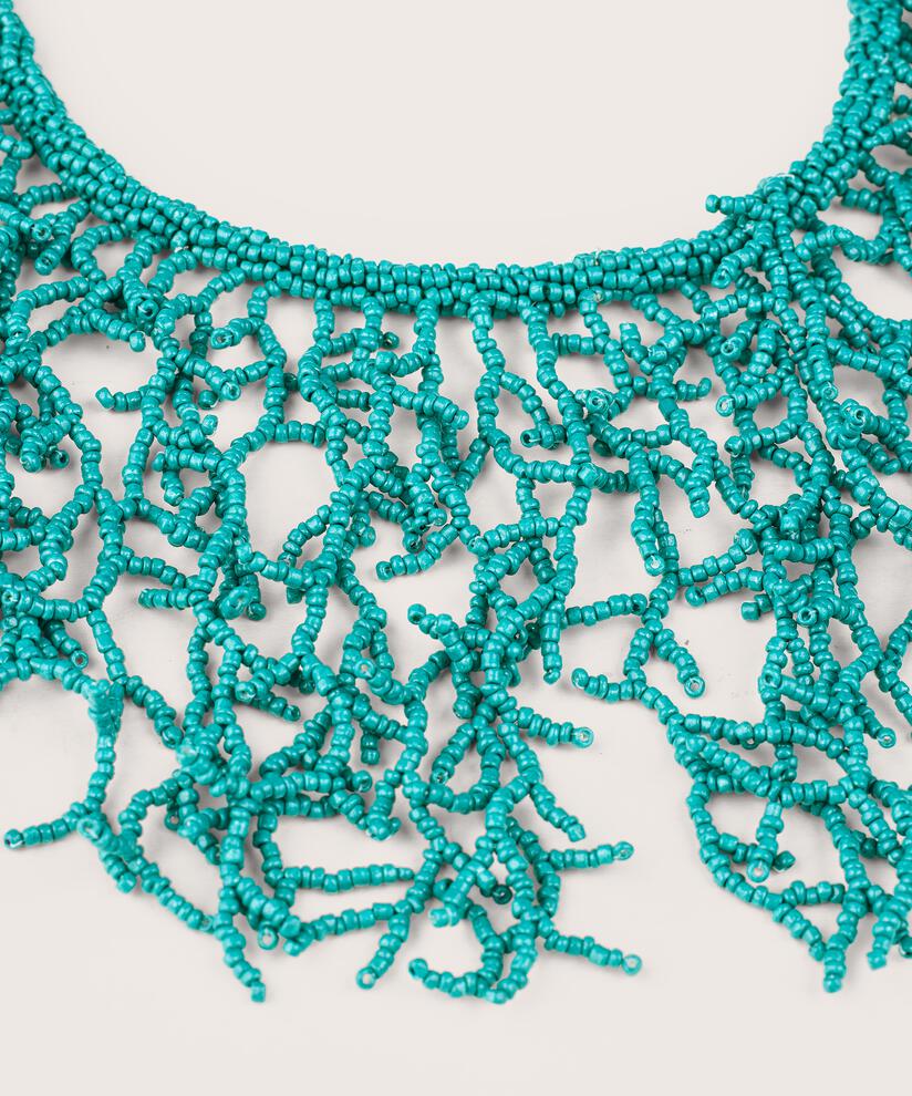 collier avec perles colorées, Teal