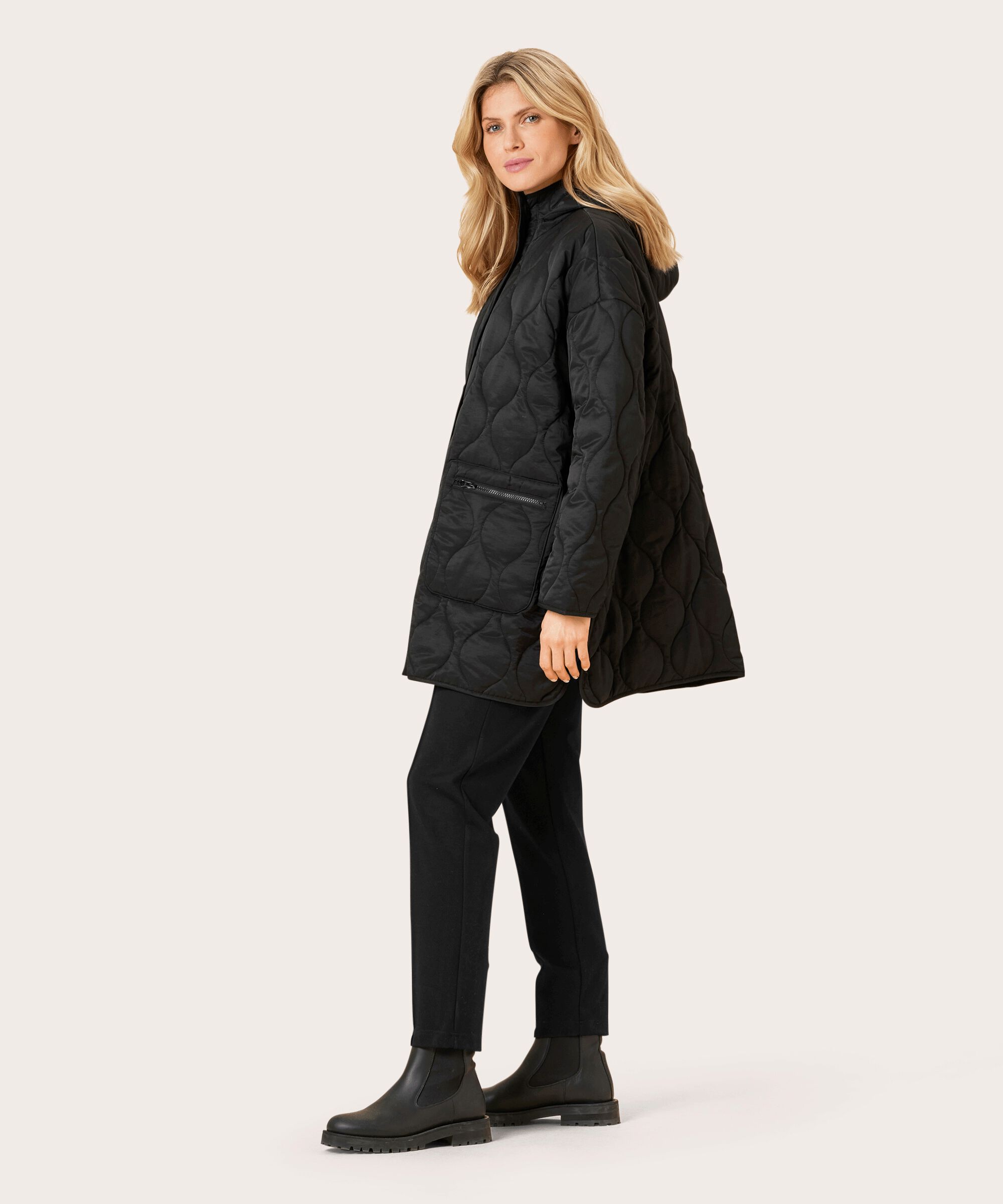 manteau matelassé à capuche, Black