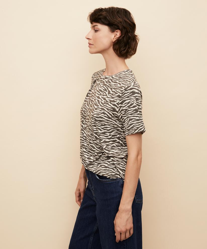 T-shirt imprimé avec détails de nœuds, Raven