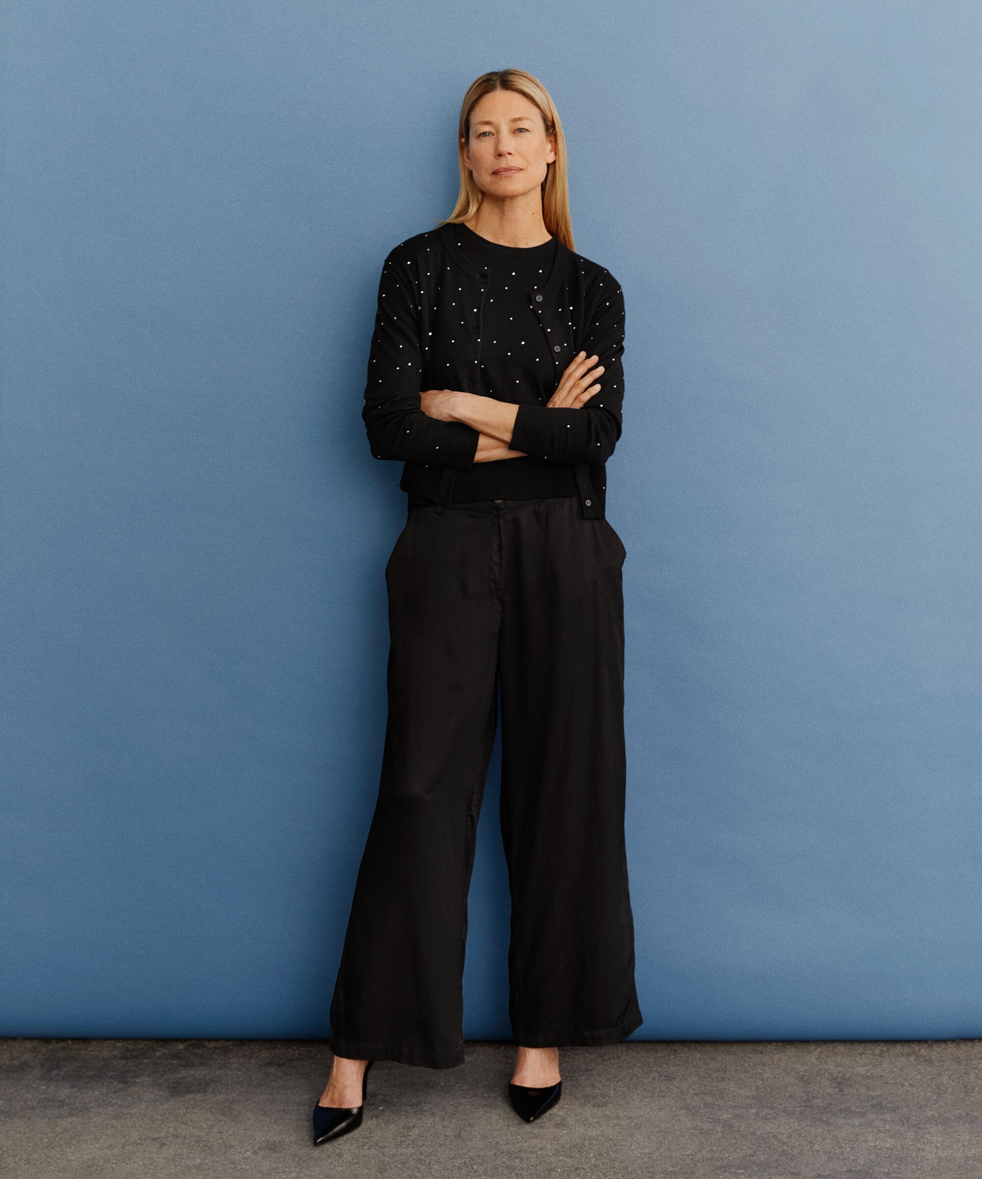pantalon en viscose avec élastique au dos, Black