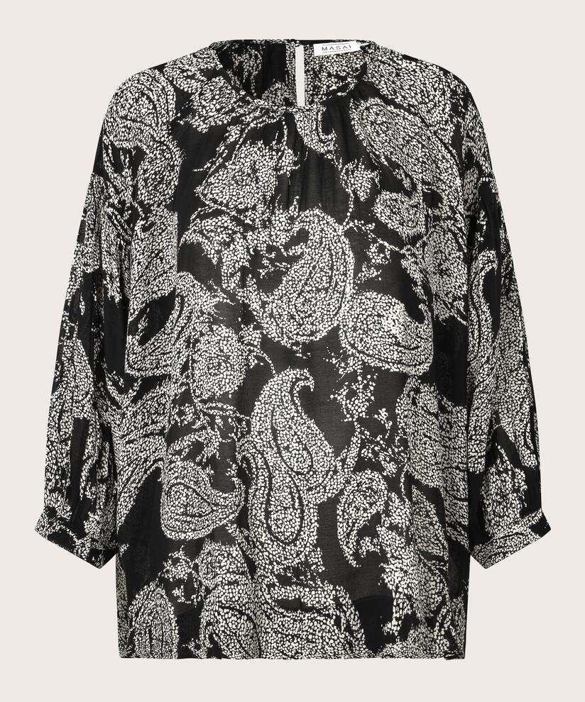 Blouse en viscose légère transparente, Black