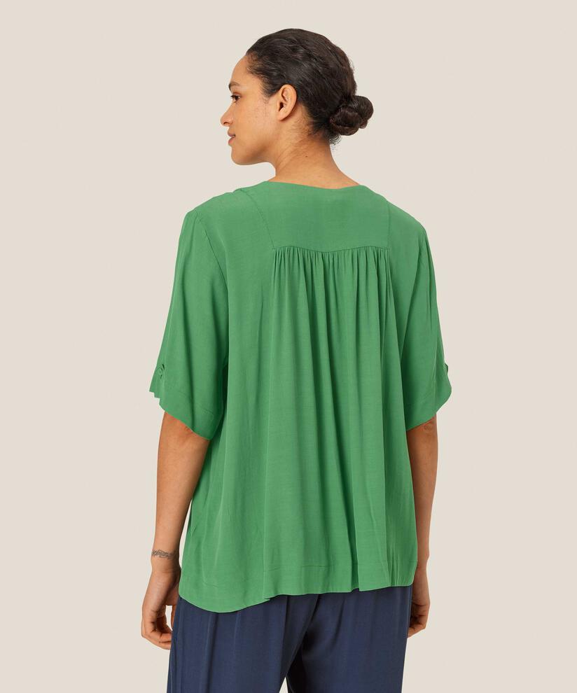 blouse en viscose avec patte de boutonnage, D. Grass Green