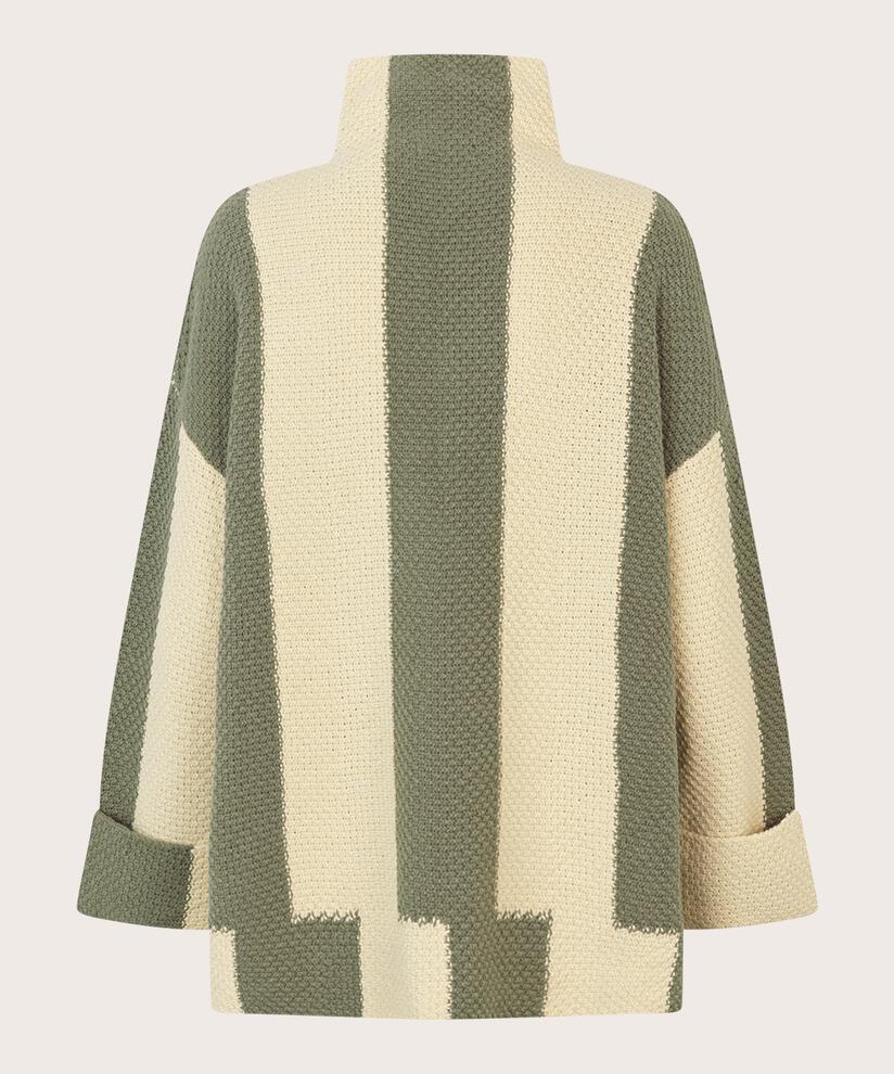 pull en maille à col montant et manches larges, D. Lichen Green