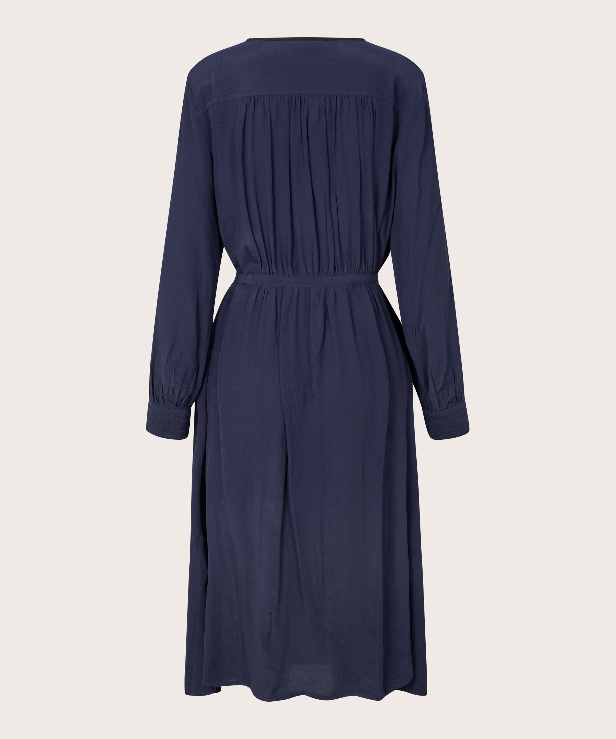 robe en viscose avec drapé et coutures décoratives, Navy Blazer