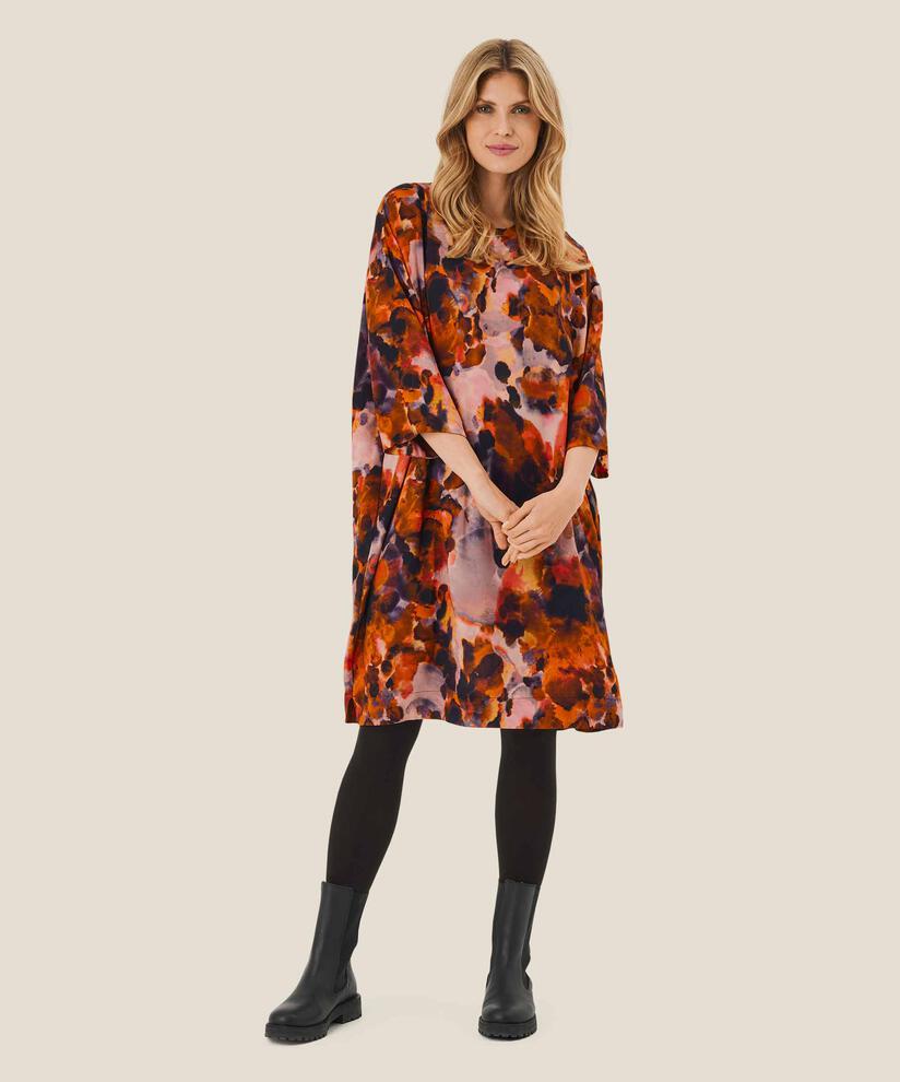 ROBE EN VISCOSE COL ROND, Spicy Orange