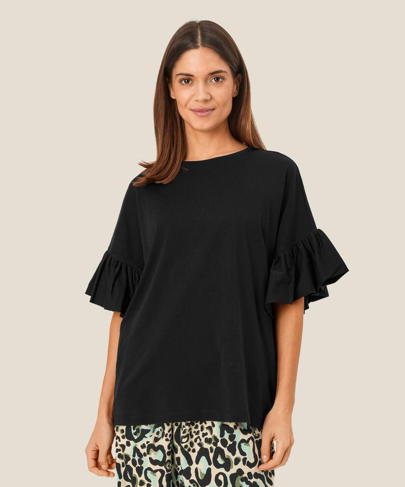 t-shirt à manches volantées, Black