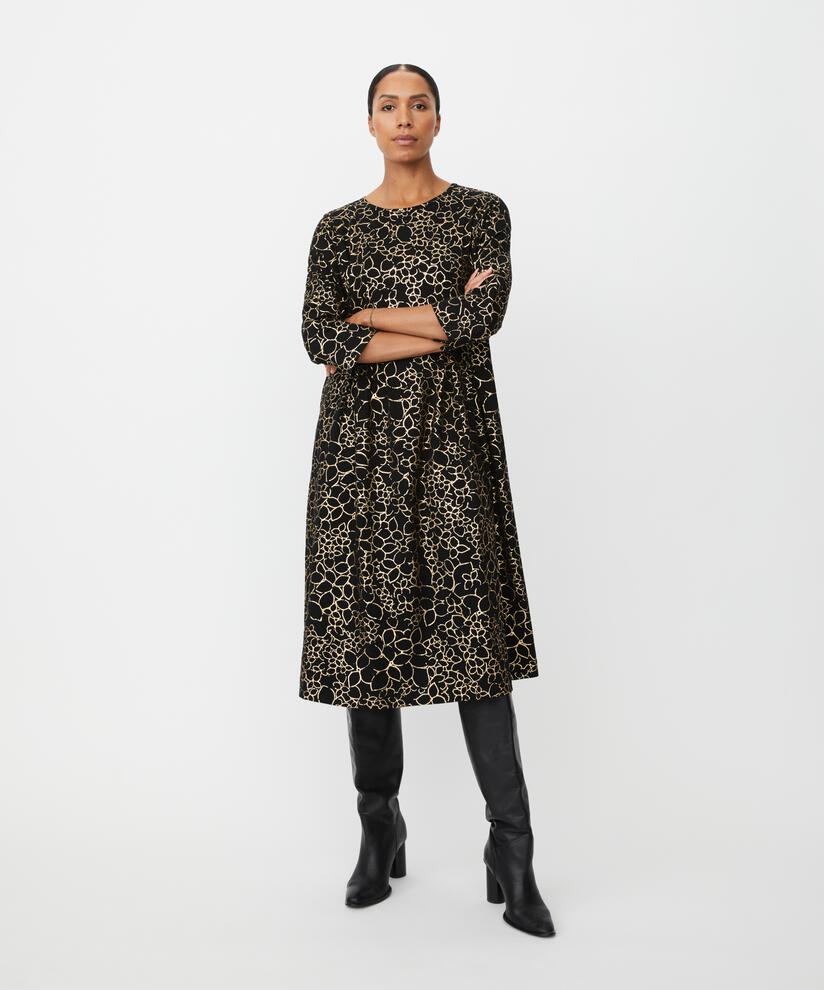 Robe En Jersey Imprimé Avec Plis Devant, Gold