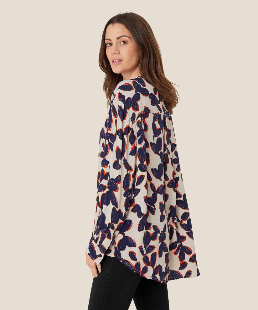 chemise en viscose à motif avec plis au dos, Umber